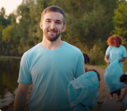 Smiling volunteer